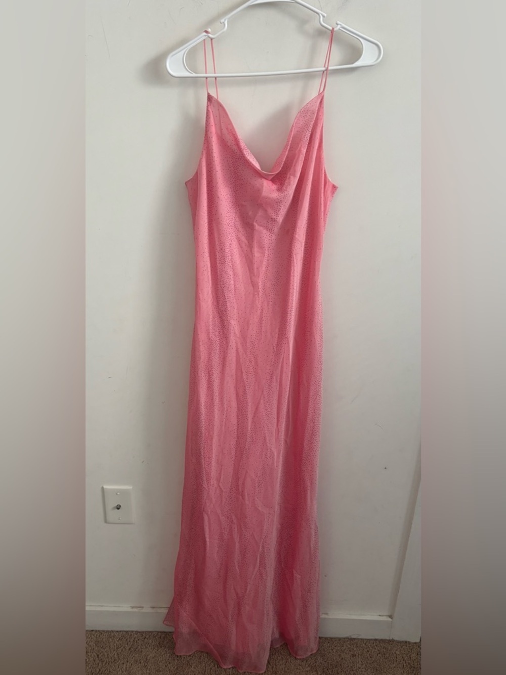 VTG Maxi Dress Xlarge Bias Slip Glitter Pink indie Fairy Feminine Prom Y2K